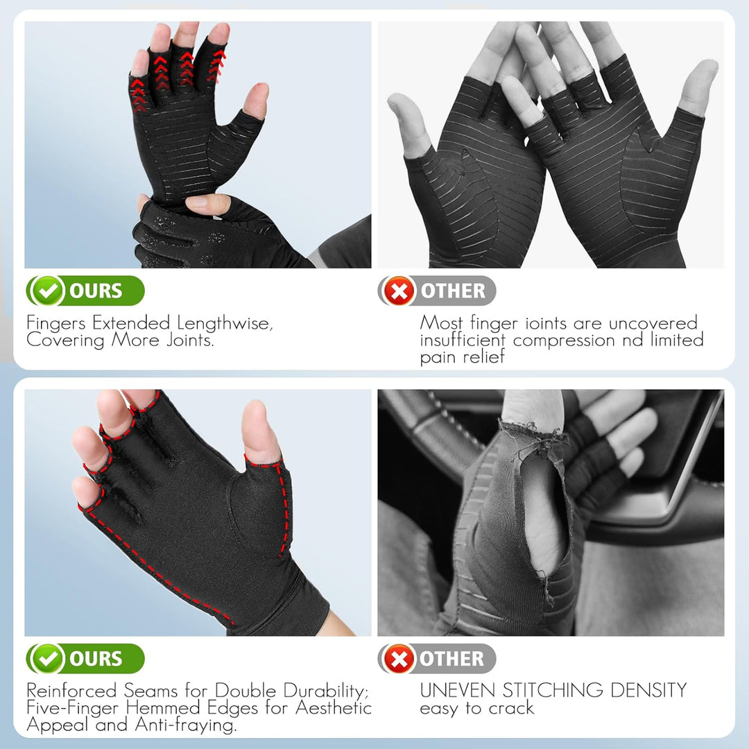 Donfri 2 Paar Kupfer- Arthritis-Kompressionshandschuhe Damen Herren Schwarz (M) M Schwarz (2 Paar),