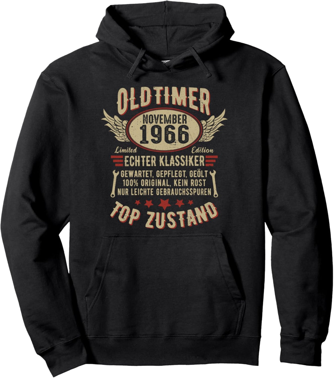 Oldtimer Baujahr November 1966 Geboren Jahrgang Geburtstag Pullover Hoodie