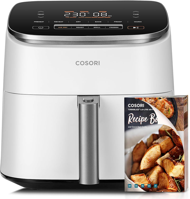 Cosori Turboblaze Heissluftfritteuse Airfryer, 9-in-1 Air Fryer XXL 6L, leiser DC Motor mit 5 Geschw