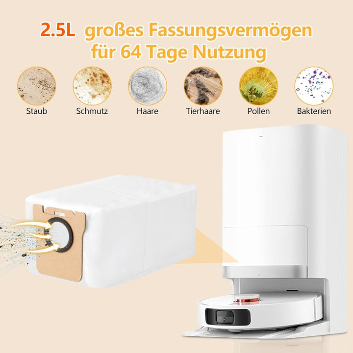 10 Stück Staubbeutel für Dreame L10s Ultra / L10 Ultra / L20 Ultra & Xiaomi X10+ / X20+ / X20 Pro /