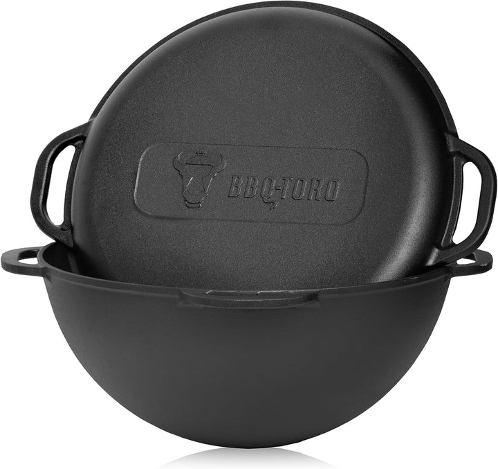 BBQ-Toro Gusseisen Kazan 16 Liter mit Kazan Ofen Ø 45 cm | XXL Gusstopf mit Deckel, Gusseisentopf |