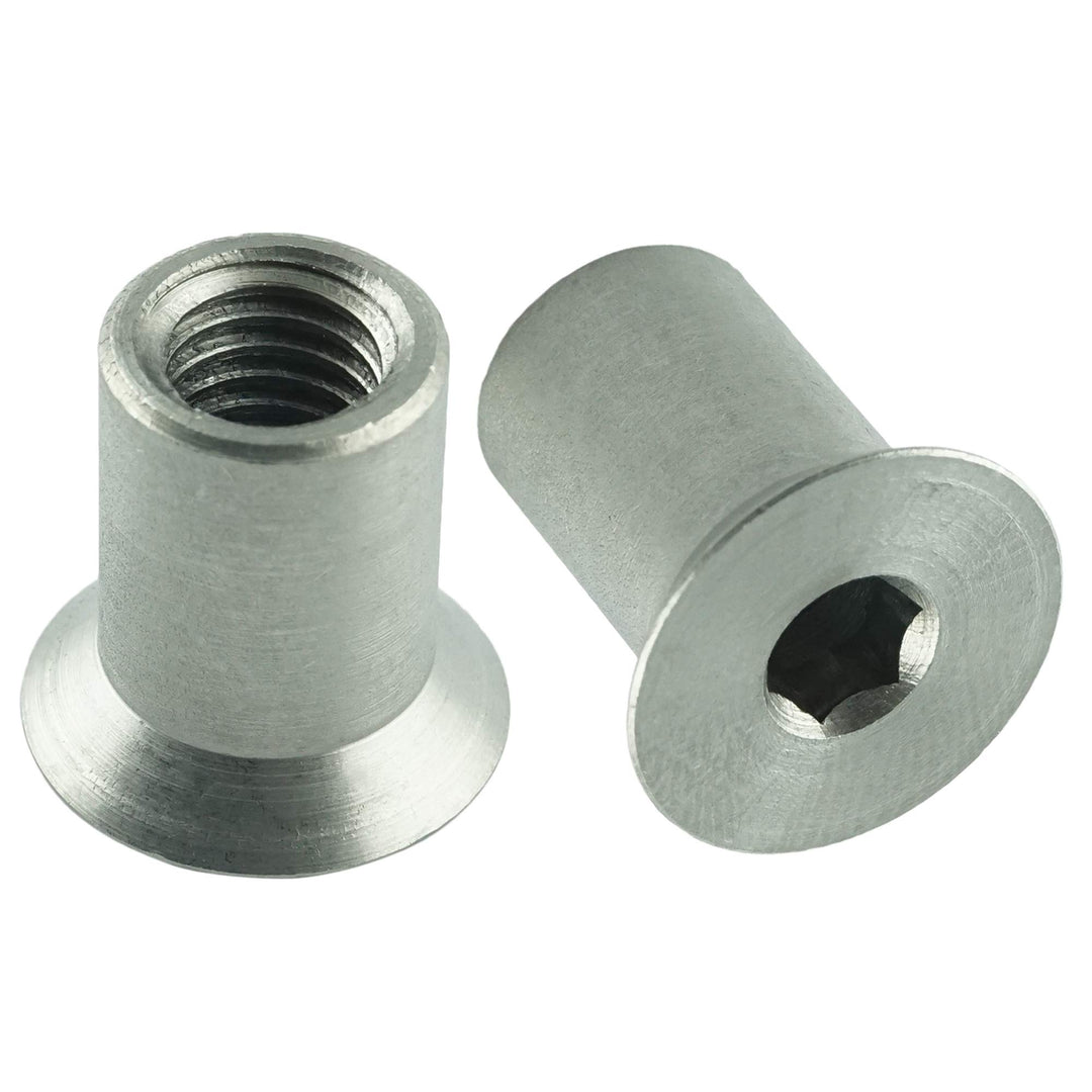 Eisenwaren2000 | M8 x 16 mm Hülsenmuttern mit Senkkopf und Innensechskant (50 Stück) - Edelstahl A1