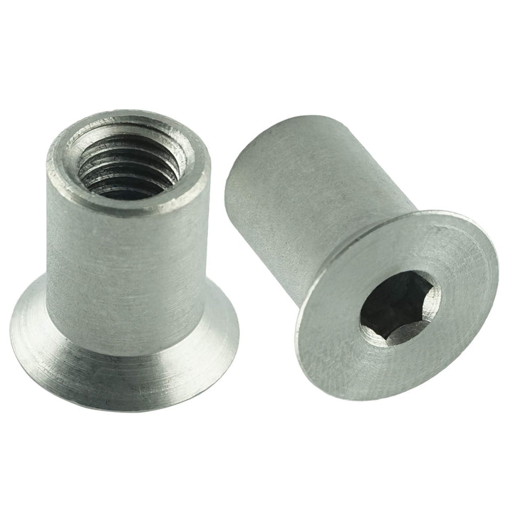 Eisenwaren2000 | M8 x 16 mm Hülsenmuttern mit Senkkopf und Innensechskant (50 Stück) - Edelstahl A1