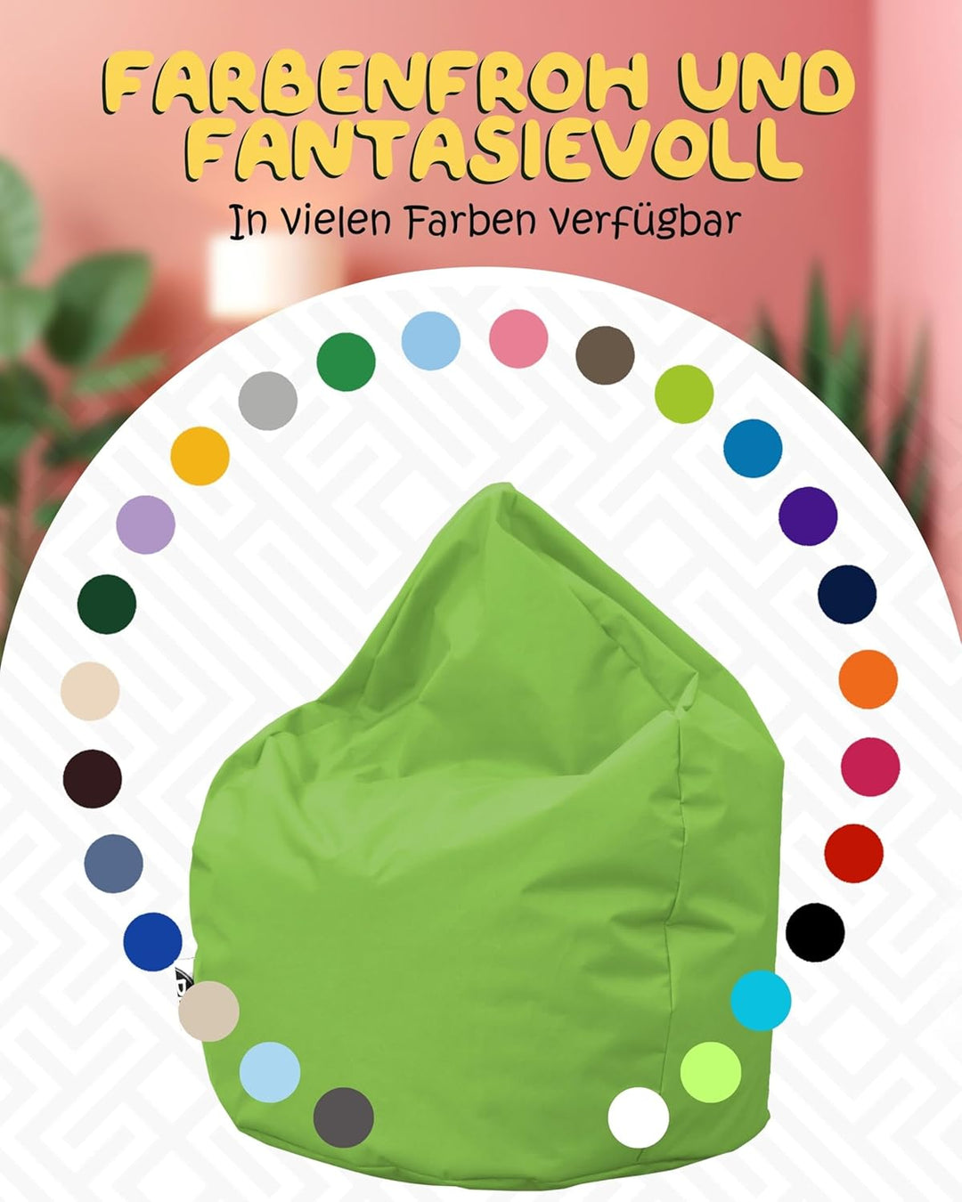 PATCH HOME Patchhome Sitzsack Tropfenform mit Reissverschluss Nachfüllbar - für In & Outdoor - mit S
