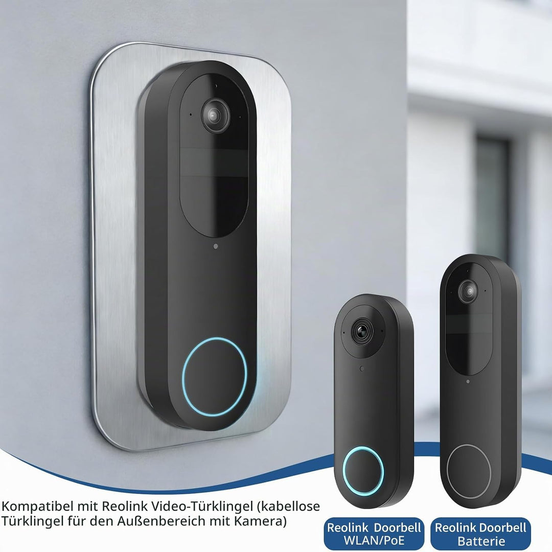 Blende Edelstahl für Reolink Doorbell PoE - Platte für Reolink Video Doorbell WiFi Türklingel mit Ka