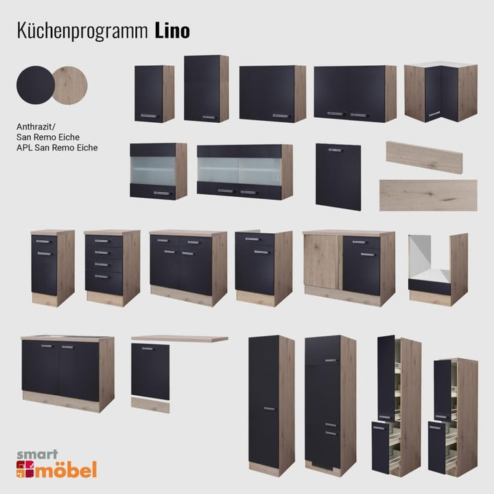 Smart Möbel Frontblende für vollintegrierten Geschirrspüler 60 cm Anthrazit - Lino
