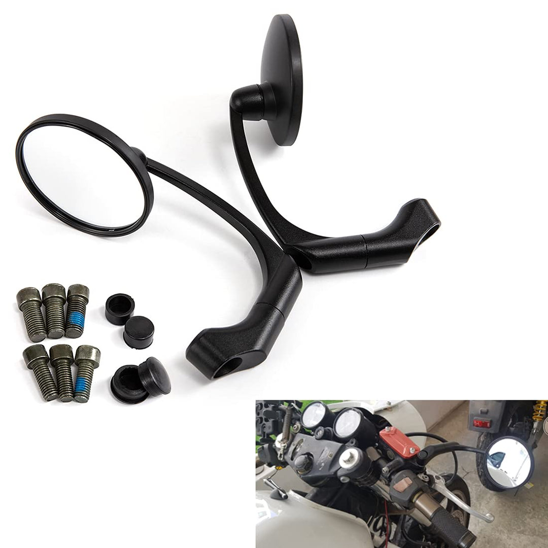 Runder Motorrad Seitenspiegel Universal 10mm Motorrad-Rückspiegel für Cafe Racer (Schwarz), Schwarz