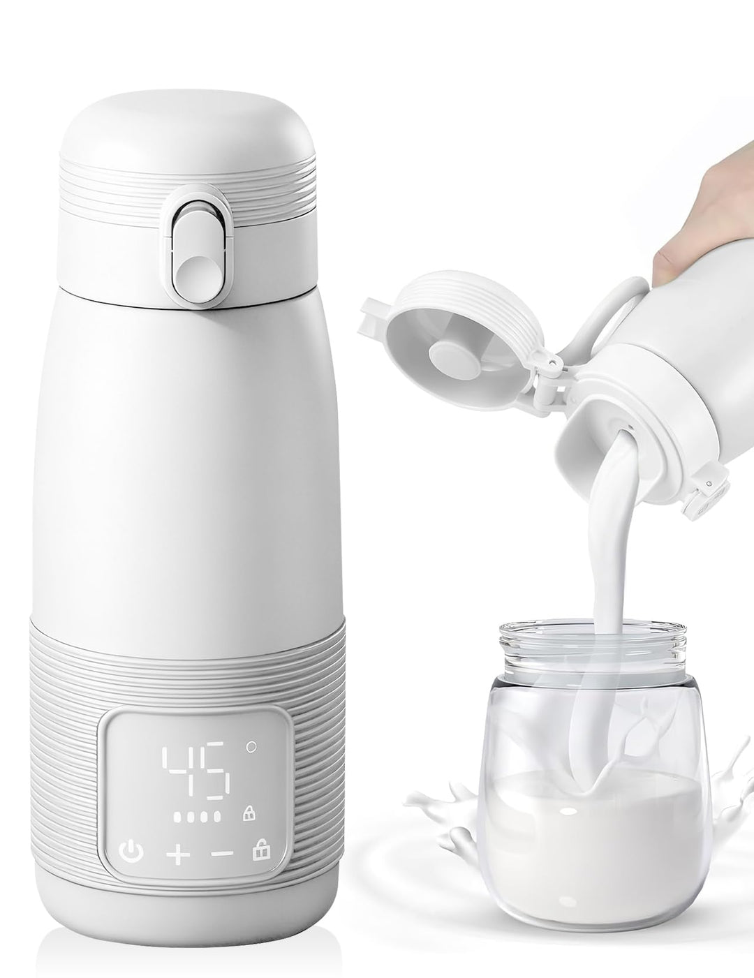 Tragbarer Flaschenwärmer, 500ml Flaschenwärmer Baby Unterwegs Präzise Temperaturkontrolle 37 Bis 55