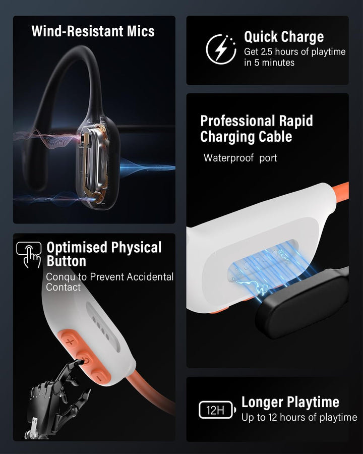 Knochenschall Kopfhörer Schwimmen, IP68, Bluetooth 6.0, 8 GB MP3 | Open-Ear Sportkopfhörer, IP68 was