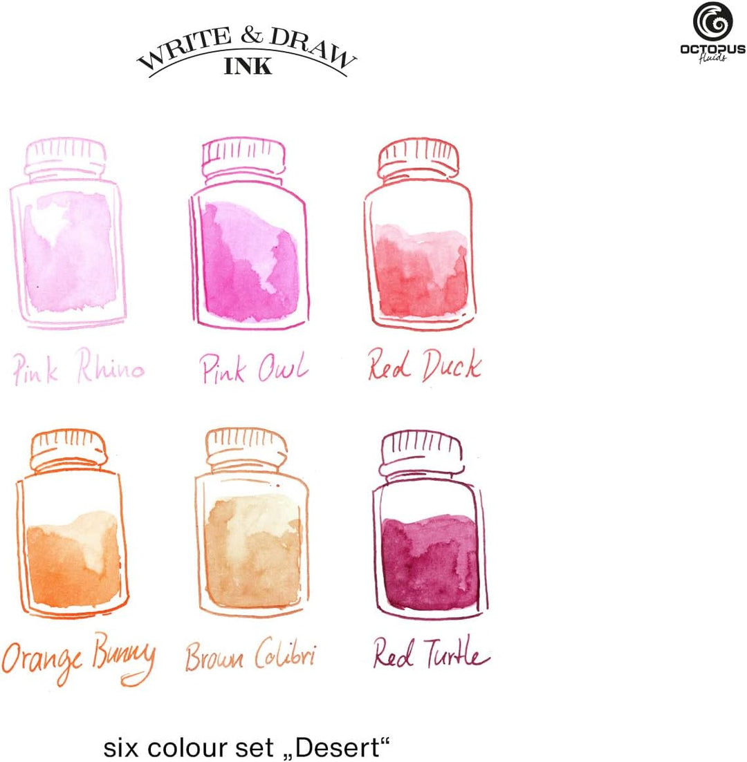 Octopus Write and Draw Ink Set DESERT, wasserfeste Tinte zum Schreiben und Zeichnen, Kalligraphietin