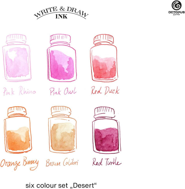 Octopus Write and Draw Ink Set DESERT, wasserfeste Tinte zum Schreiben und Zeichnen, Kalligraphietin