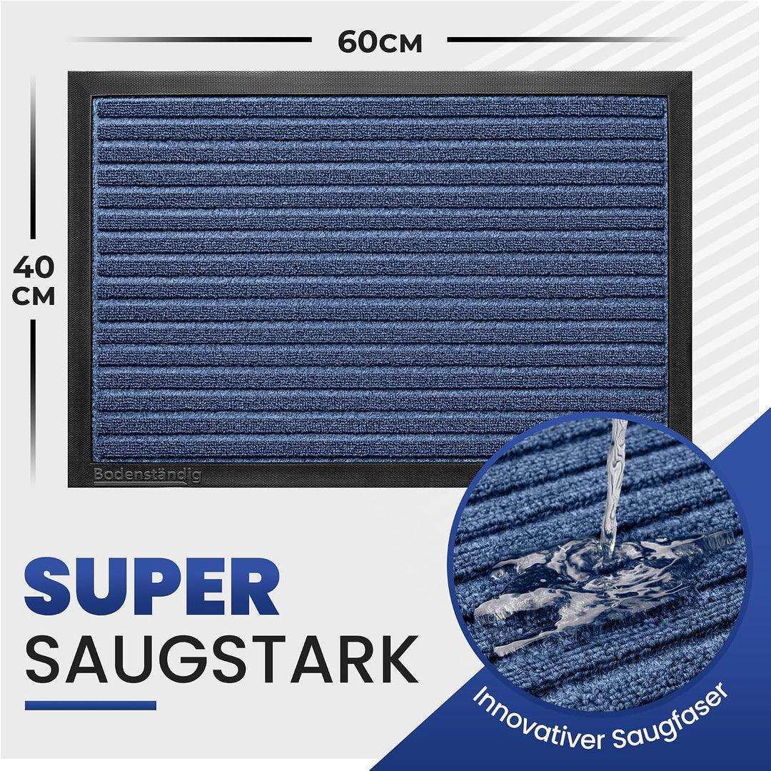 PazCaz Fussmatte aussen und innen in Blau 40 x 60 cm (rutschfest & langlebig) - Fussmatte Aussenbere