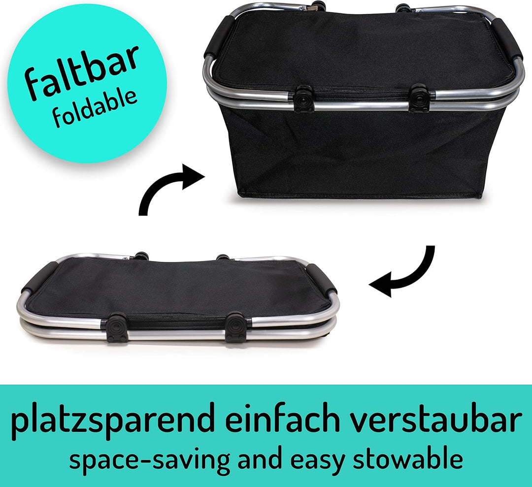 Einkaufskorb faltbar 25L - ideal für den Wocheneinkauf I Mit gepolsterten Tragegriffen &amp; Reissversch