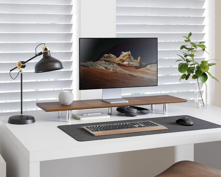Fenge Grosser Monitorständer 100cm Dual Monitor Stands Riser mit Höhenverstellbarem Bein,Multifunkti
