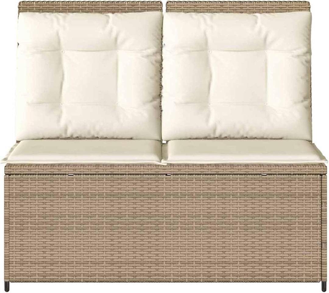 Homgoday Gartenliegebank Beige Poly-Rattan 108 cm Sitzbreite, 2-Personen, für Entspannung und Freilu