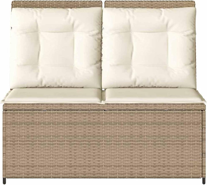 Homgoday Gartenliegebank Beige Poly-Rattan 108 cm Sitzbreite, 2-Personen, für Entspannung und Freilu