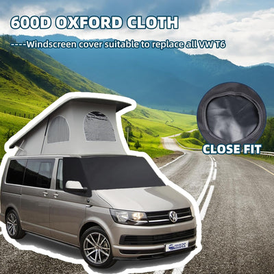 LIROPAU Sonnenschutz Auto Frontscheibe Frontscheibenabdeckung für VW T6, 600D Oxford Gewebe Windschu