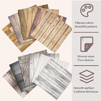 48 Blätter Scrapbook Papier 30x30 cm Dekoratives Craft Papier mit Holz Texturen und Muster für DIY H
