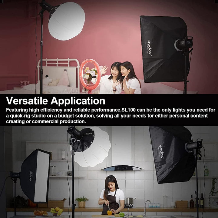 Godox SL100Bi LED Videolicht Bi-Color, TLCI 97+ CRI 96 +, 11 Lichteffekt, APP Bluetooth Steuerung, B