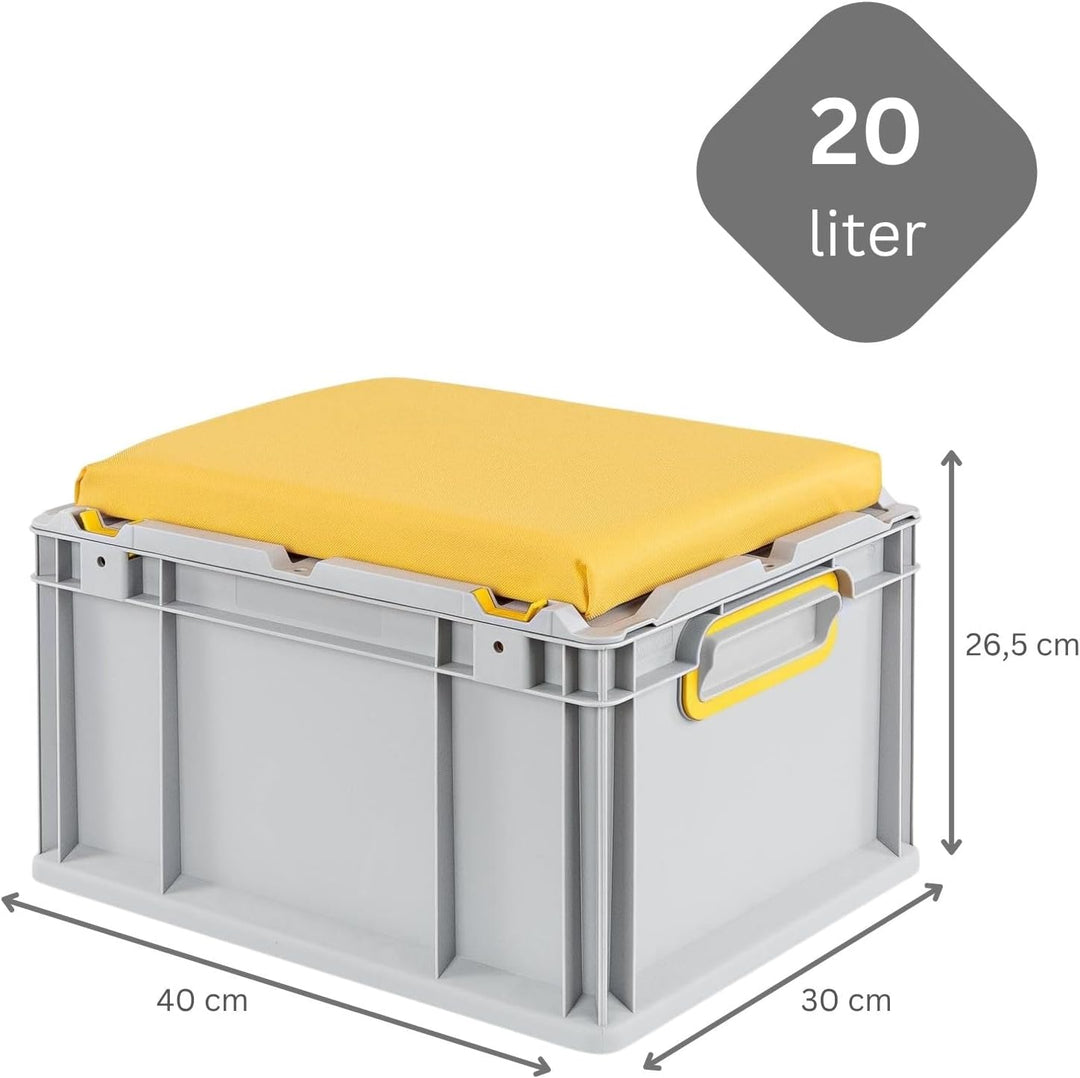 PROREGAL SparSet 6x Eurobox NextGen Seat Box Gelb | HxBxT 26,5x30x40cm | 20 Liter | Griffe geschloss