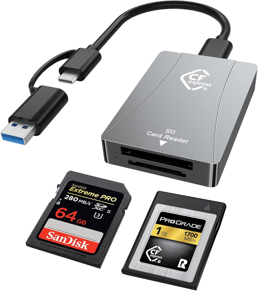 CFexpress / SD Kartenleser Typ B USB 3.2 Gen2 10 Gbit/s CFexpress Speicherkartenleser aus Aluminium