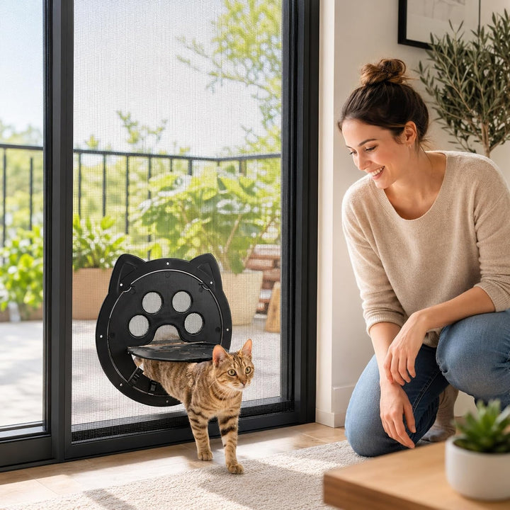 Katzenklappe für Fliegengitter 26 * 26.5cm Hundeklappe für Fliegengitter, Fliegengitter Tür mit Katz