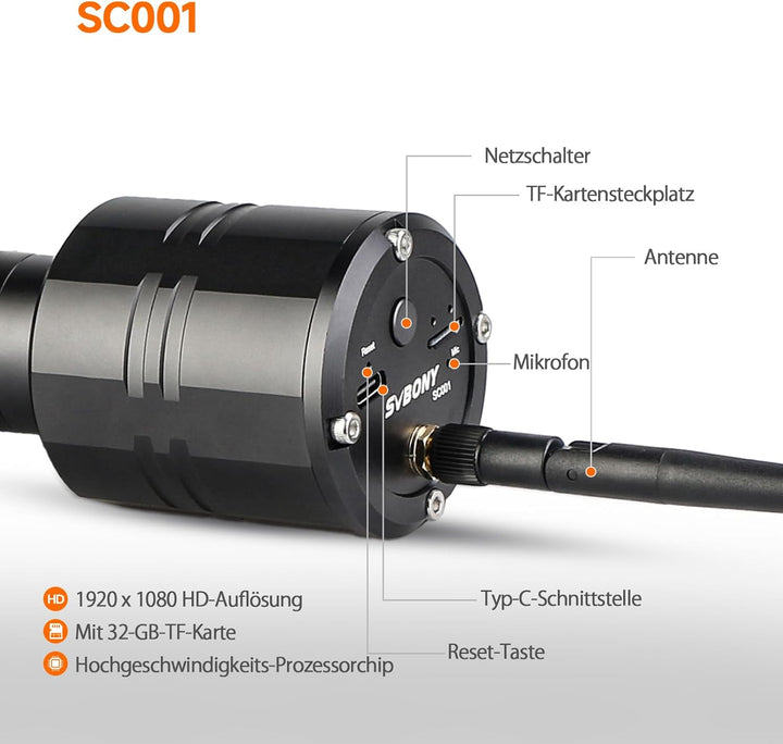 Svbony SV406 20–60x80 mm Spektiv mit SC001 WiFi Kamera, HD FMC BAK4 mit Dual Focus, 1.25'' Abnehmbar