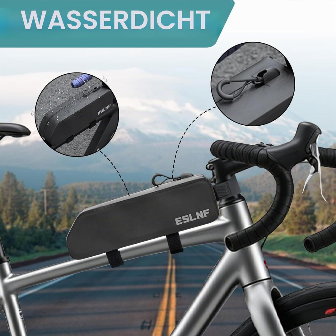 Fahrrad Rahmentasche Wasserdicht, TPU Oberrohrtasche Top Tube Bag mit Klett- und M5-Schraubbefestigu