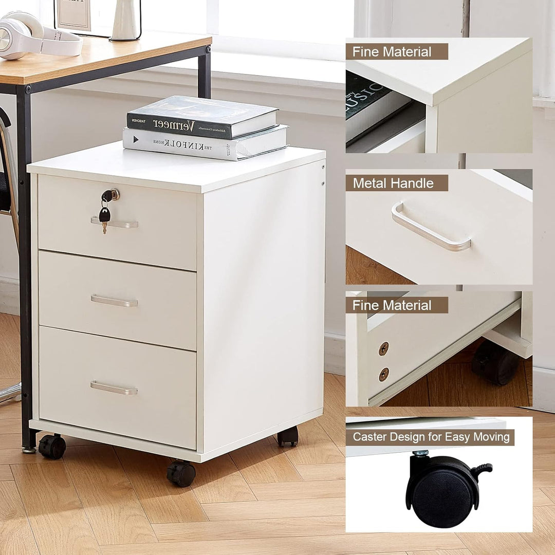 ZBAOLTO Rollcontainer Abschliessbar，Rollcontainer mit Schubladen，Aktenschrank, Büro-Aktenschränke mi