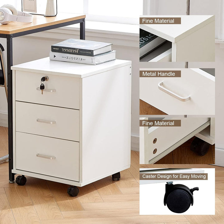 ZBAOLTO Rollcontainer Abschliessbar，Rollcontainer mit Schubladen，Aktenschrank, Büro-Aktenschränke mi