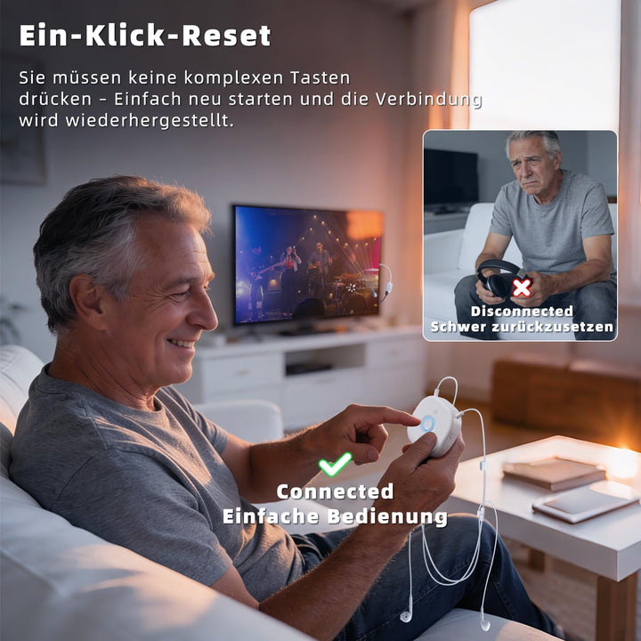 Holdsound HSD100 TV Kopfhörer Kabellos, Funkkopfhörer Kabellos für TV mit USB-Sender, Nackenbügel-De