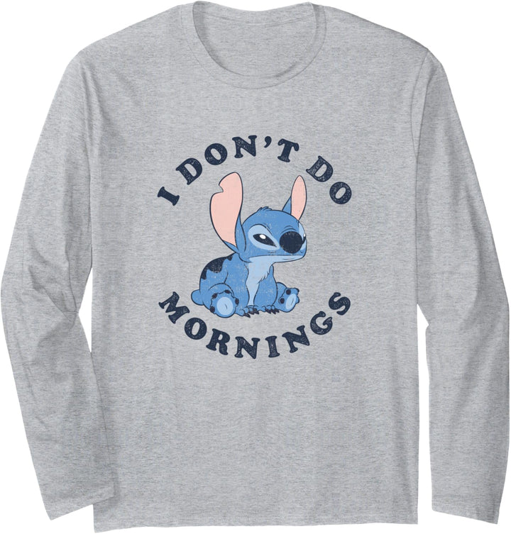 Disney Lilo & Stitch Vintage I Don't Do Mornings Stitch V2 Langarmshirt