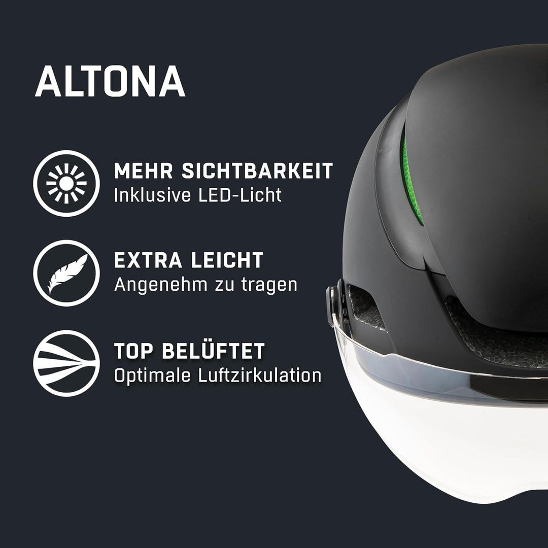 ALPINA ALTONA - Extrem Leichter, Beleuchteter & Belüfteter Fahrradhelm Mit Hochwertigem Visier Für E