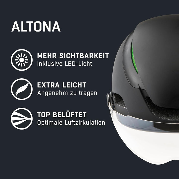 ALPINA ALTONA - Extrem Leichter, Beleuchteter & Belüfteter Fahrradhelm Mit Hochwertigem Visier Für E