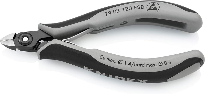 Knipex Präzisions-Elektronik-Seitenschneider ESD brüniert, mit Mehrkomponenten-Hüllen 120 mm 79 02 1