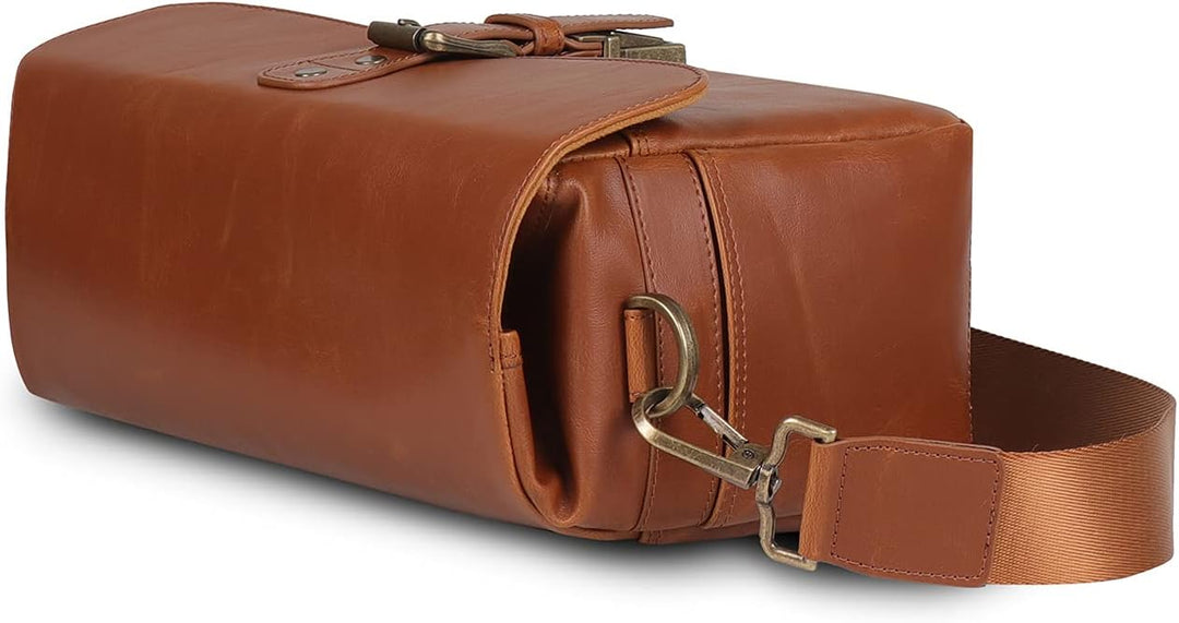 MegaGear MG1525 Kameratasche - Kuriertasche aus Leder für Spiegellose, Sofortbild - und DSLR Kameras