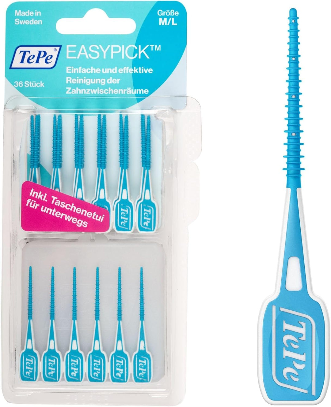 TEPE Interdentalbürst Easy Pick blau, Size M/L, (Pack of 36), M/L (36er Pack) &amp; EasyPick Dental Stic