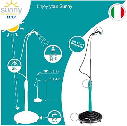 Sunny Style Premium Dusche, umweltfreundlich, Solardusche, Teleskop, mit Tank und Mischbatterie, ink
