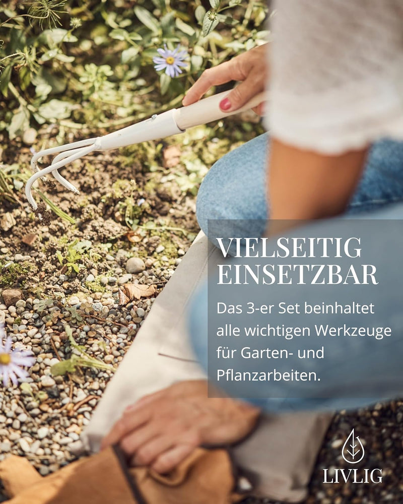 Livlig53 Gartenwerkzeug Set, Gartengeräte Balkon, Gartengeräte Frauen, Gartengeräte weiss, Kralle, H