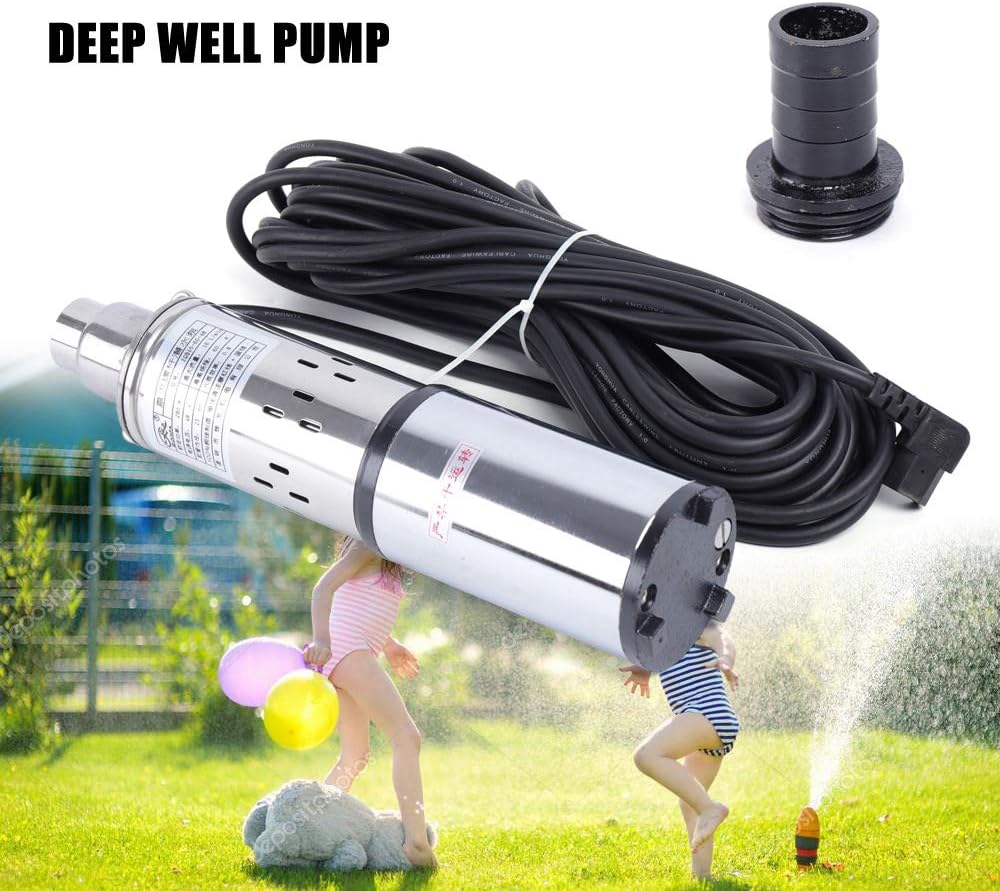 48V DC Tiefbrunnenpumpe 280W, Solar Tauchpumpe für Brunnen mit 17m Kabel, Edelstahl Wasserpumpe IPX8