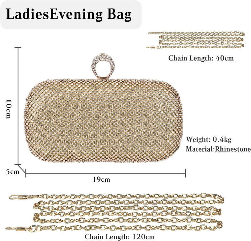 CORIOS Damen Abendtasche Strass Handtasche Damen Glitzer Clutch Strasssteine Schultertasche Braut Ha