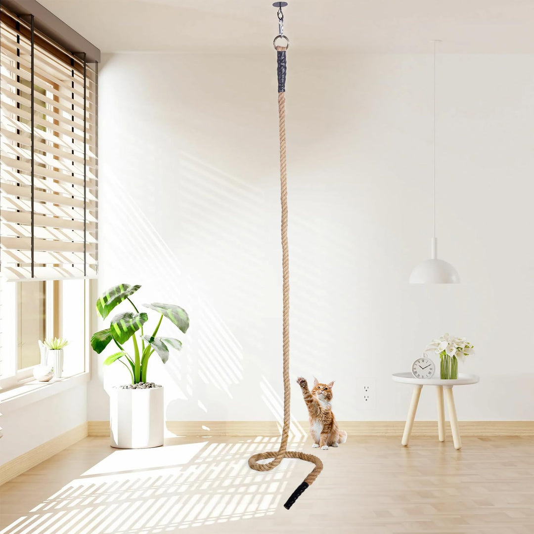 Katzenkletterseil Jute Ø40mm Katzenseil mit Befestigungshaken 2 M | Innenbereich Kletterspielzeug Ka