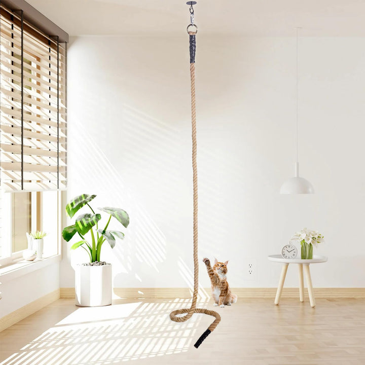 Katzenkletterseil Jute Ø40mm Katzenseil mit Befestigungshaken 2 M | Innenbereich Kletterspielzeug Ka