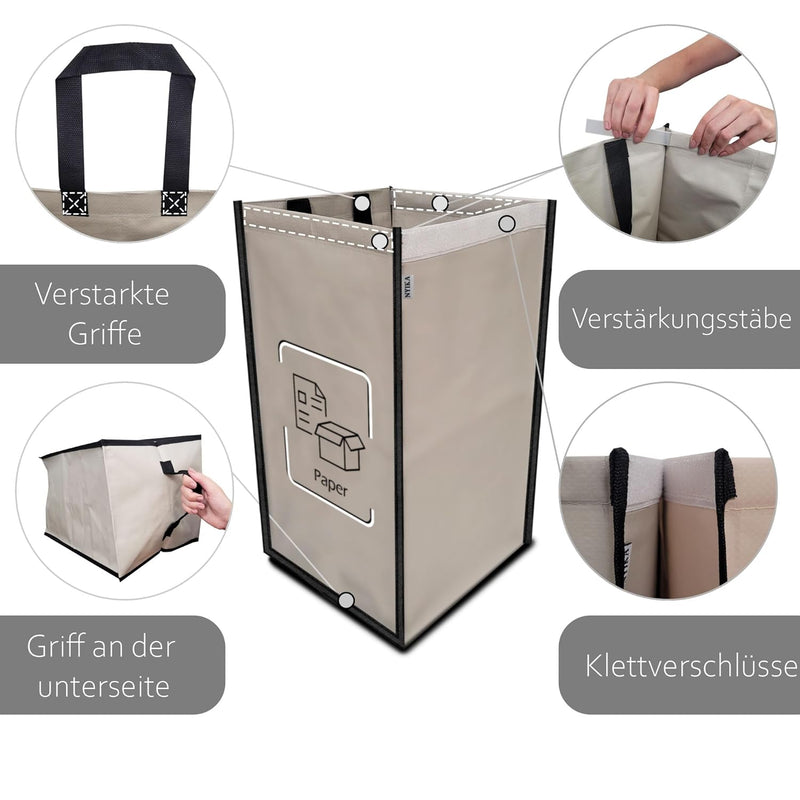 NYIKA - Mülltrennsystem 3fach - Recycling System - Mülltrennsystem - Altpapier Sammler - Mülltrennun