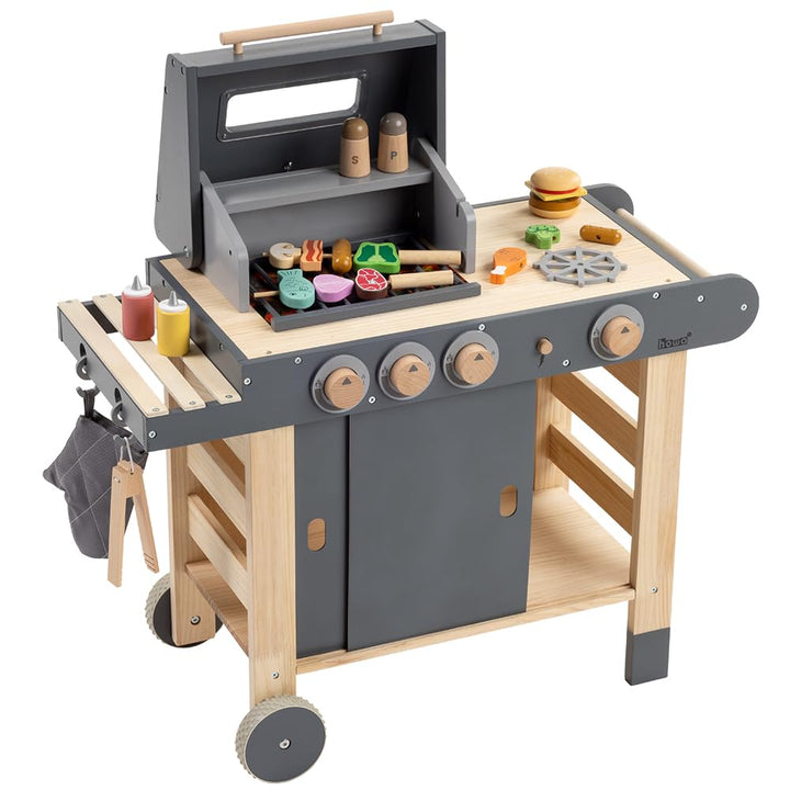 howa Kindergrill Spielgrill Kinder BBQ Grill aus Holz Maxi mit 25 TLG. Zubehör 4825