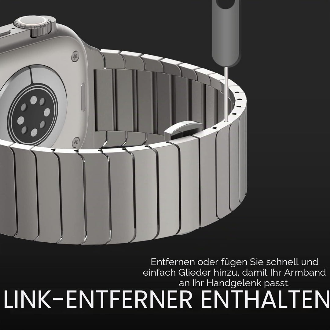 NewWays 38mm 40mm 41mm Kompatibel mit Apple Watch Armband,Edelstahl Gliederarmband Ersatzarmbänder G