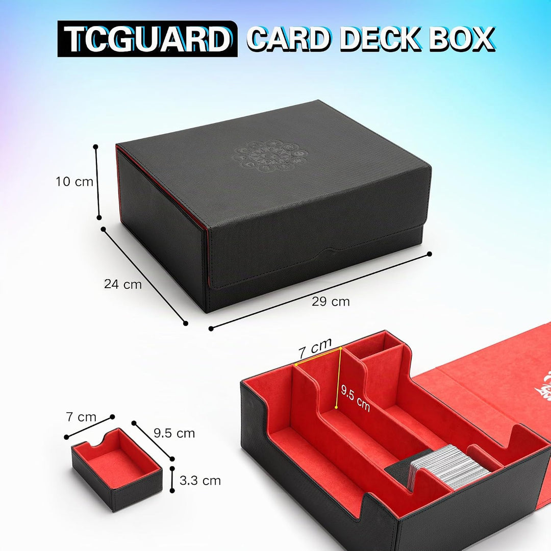 Sammelkarten Aufbewahrungsbox für 1800+ Karten, Magnetische Card Deck Box mit Tragezubehör, Sammelka