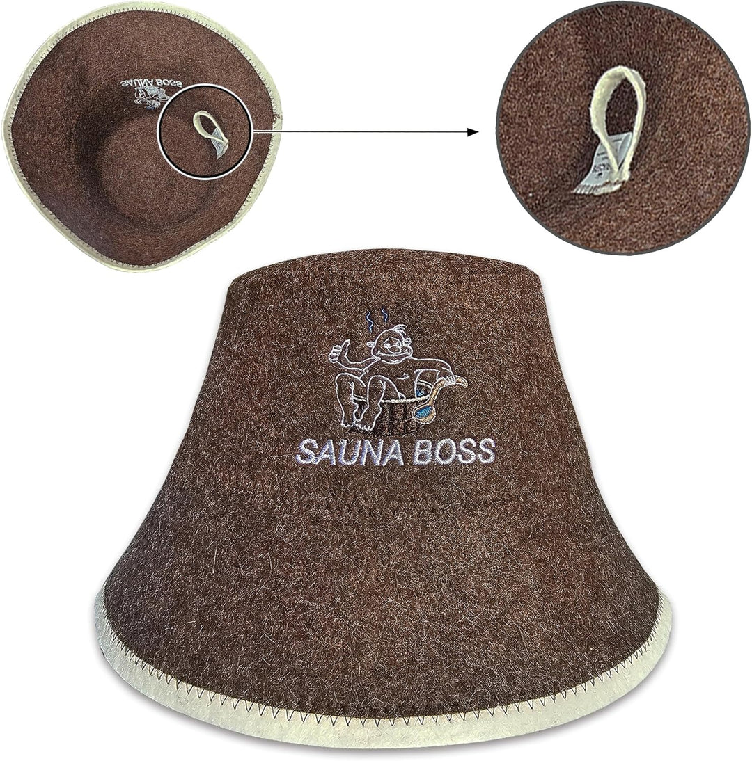 Sauna Boss Saunahut Herren Perfekte Saunamütze aus 100% Filz - Sauna Hut Filzhut Sauna Mütze Herren