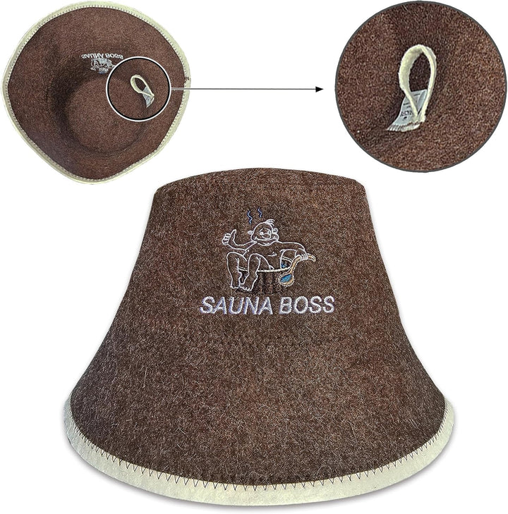Sauna Boss Saunahut Herren Perfekte Saunamütze aus 100% Filz - Sauna Hut Filzhut Sauna Mütze Herren