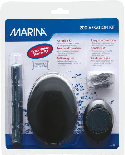 Marina Durchlüfter-Set für Aquarien bis 225l, mit Marina 200 Dürchlüfterpumpe, 2 Auströmersteinen, e